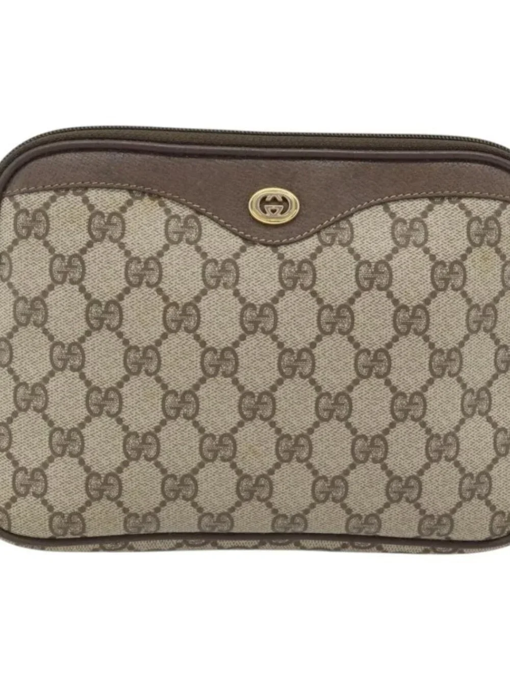 GUCCI GG Supreme Shoulder Bag PVC Beige Gold 97 02 068 Auth 182410
